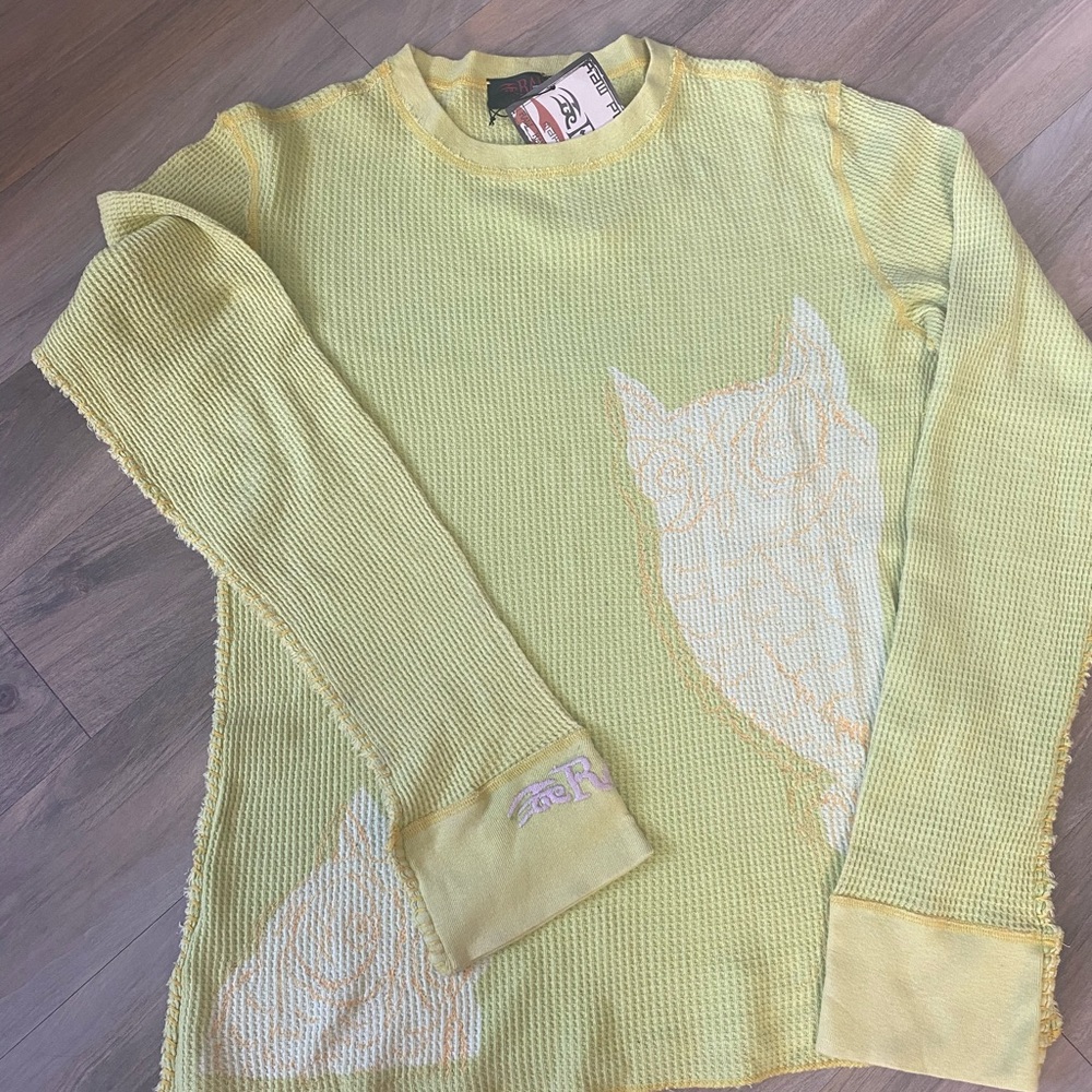 Yellow Thermal print long sleeve top